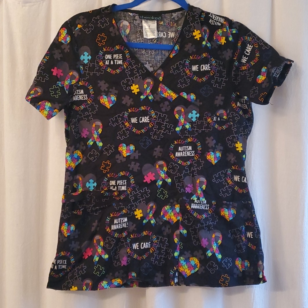 Autism awareness scrub top